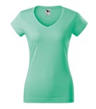 t-shirt damski v-neck slim fit, nadruk bezpośredni – miętowy (95)